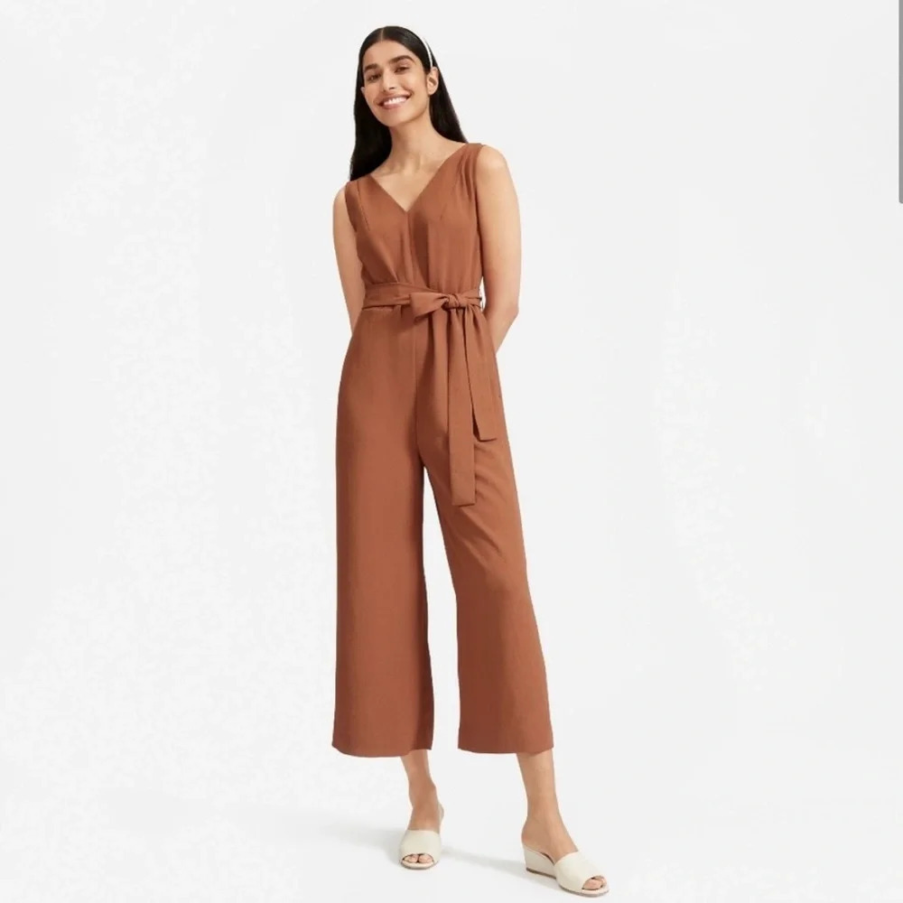 NWT Everlane The Japanese GoWeave Essential Jumpsuit in Cocoa Brown Size…